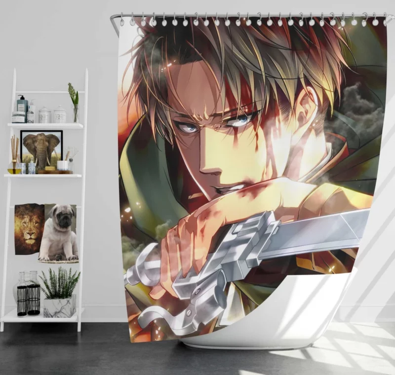 Levi Ackerman Shrouded Past Anime Shower Curtain