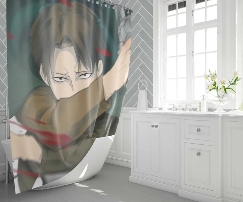 Levi Ackerman Struggle Unveiled Anime Shower Curtain 1