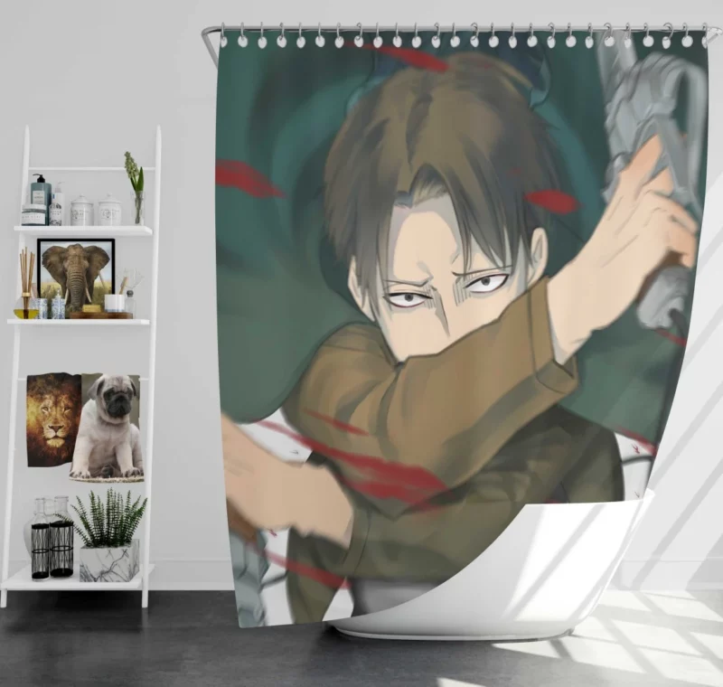 Levi Ackerman Struggle Unveiled Anime Shower Curtain