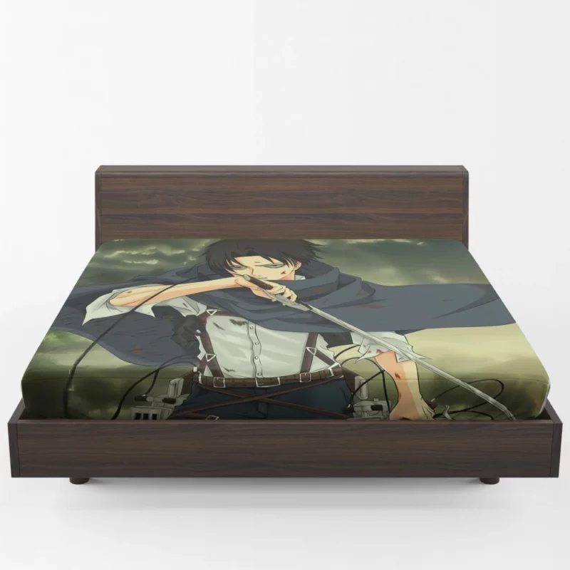 Levi Ackerman Sword of Justice Anime Fitted Sheet 1