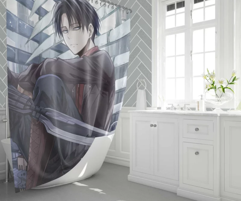 Levi Ackerman Swordmaster Path Anime Shower Curtain 1