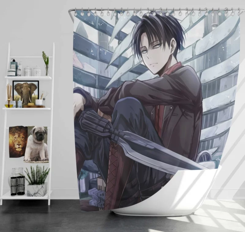 Levi Ackerman Swordmaster Path Anime Shower Curtain