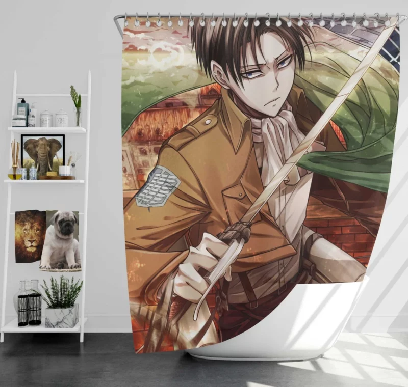 Levi Ackerman Titan Bane Anime Shower Curtain