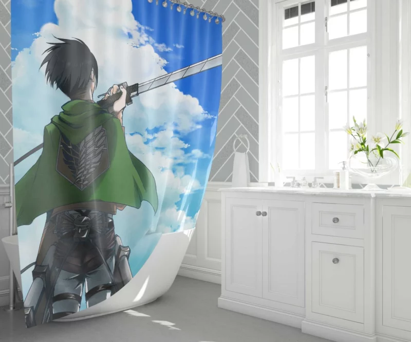 Levi Ackerman Titan Tamer Anime Shower Curtain 1