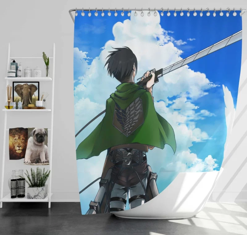 Levi Ackerman Titan Tamer Anime Shower Curtain