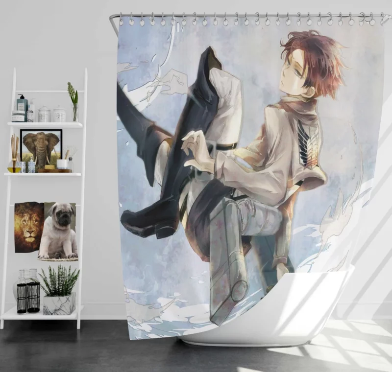 Levi Ackerman Unseen Power Anime Shower Curtain