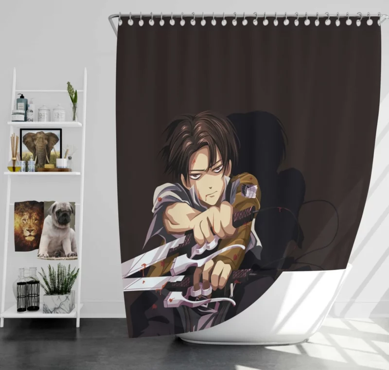 Levi Ackerman Unstoppable Force Anime Shower Curtain