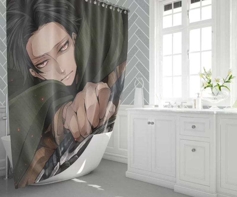 Levi Ackerman Unyielding Force Anime Shower Curtain 1