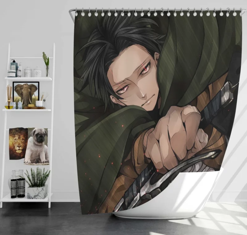 Levi Ackerman Unyielding Force Anime Shower Curtain