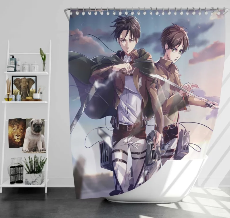 Levi and Eren Attack Titans Anime Shower Curtain