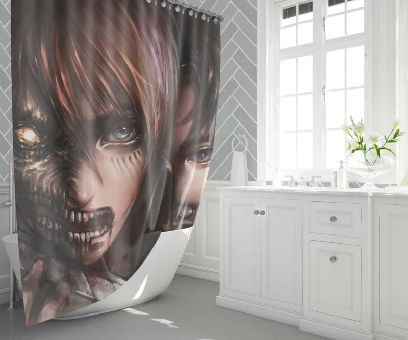Levi and Eren Last Stand Anime Shower Curtain 1