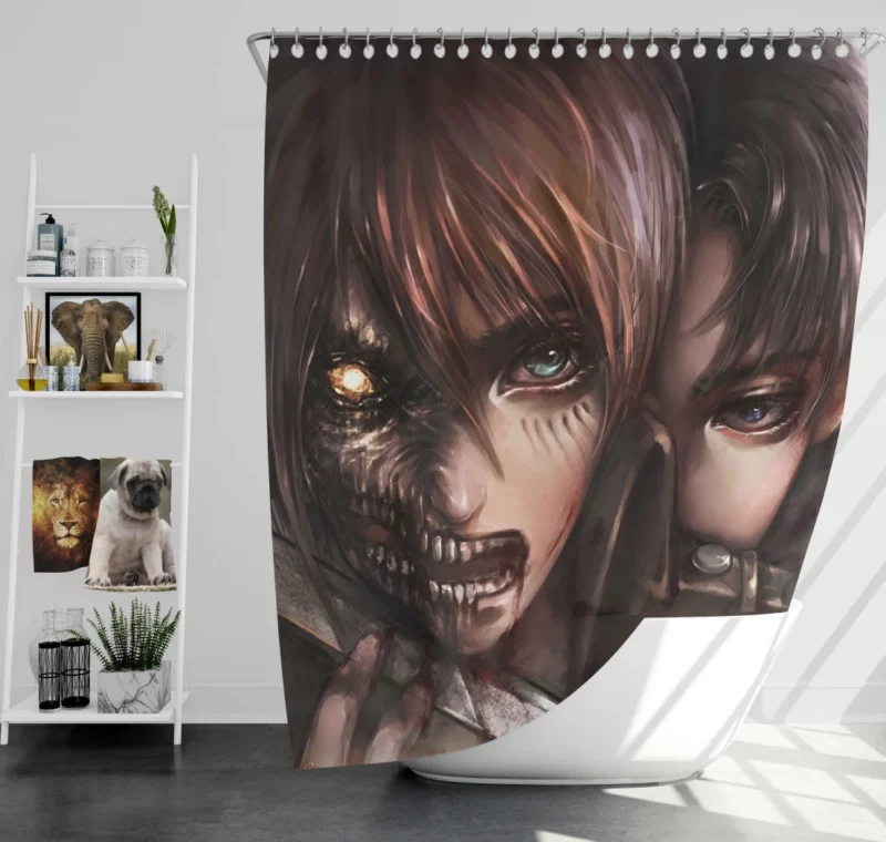 Levi and Eren Last Stand Anime Shower Curtain