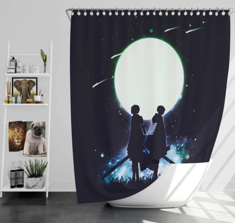 Levi and Eren Struggle Defined Anime Shower Curtain