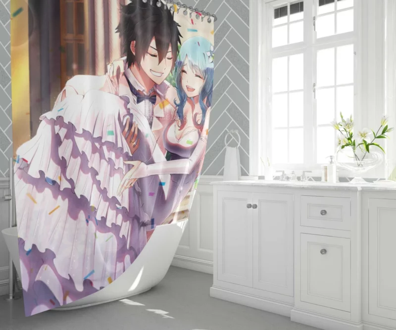 Love and Ice Gray x Juvia Anime Shower Curtain 1