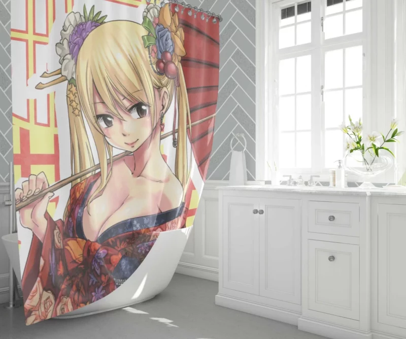 Lucy Heartfilia Kimono Beauty Elegance Anime Shower Curtain 1