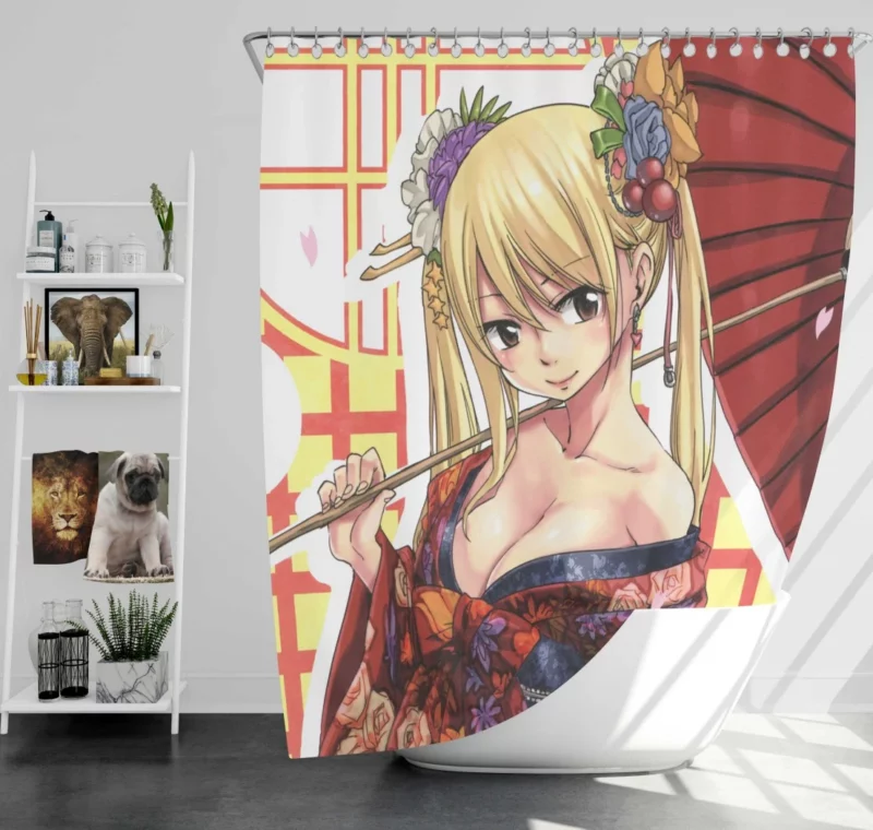 Lucy Heartfilia Kimono Beauty Elegance Anime Shower Curtain