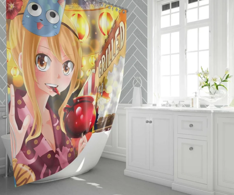 Lucy Heartfilia Natsu Best Friend Anime Shower Curtain 1