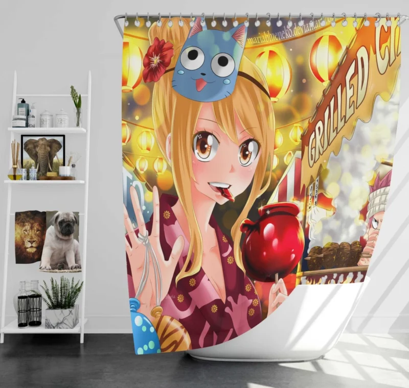 Lucy Heartfilia Natsu Best Friend Anime Shower Curtain