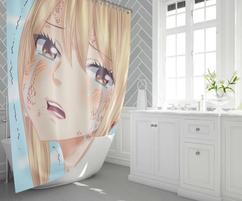 Lucy Heartfilia Unleashing Magic Power Anime Shower Curtain 1