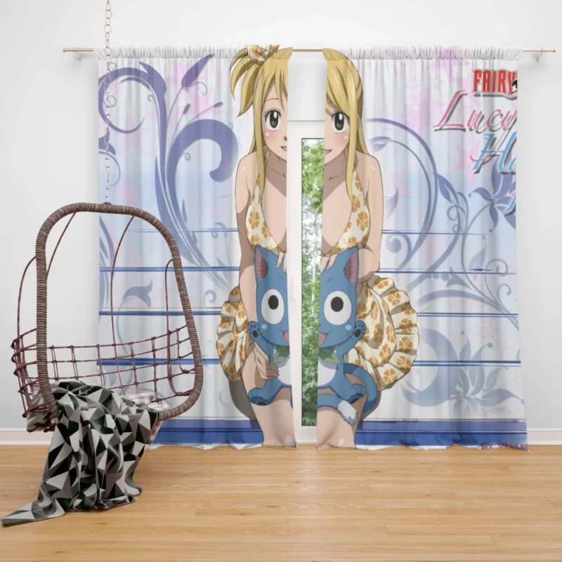 Lucy and Happy Joyful Companionship Anime Curtain