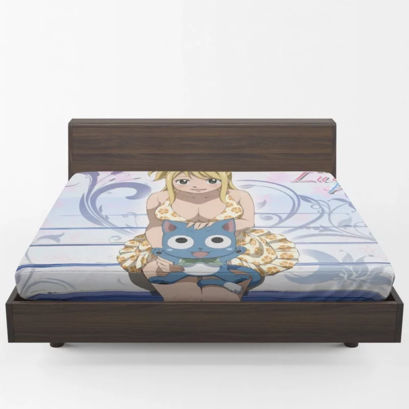 Lucy and Happy Joyful Companionship Anime Fitted Sheet 1