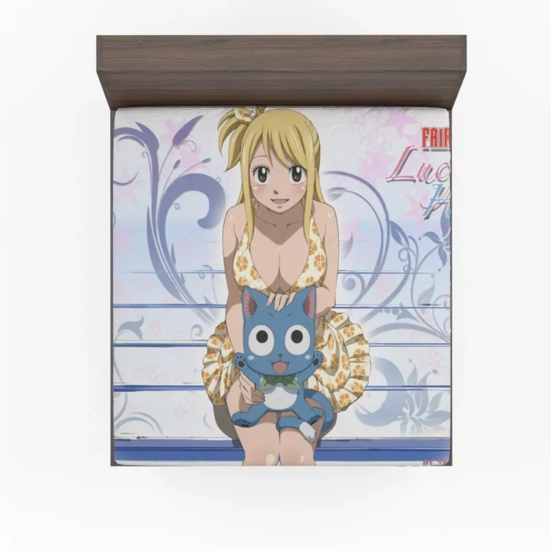 Lucy and Happy Joyful Companionship Anime Fitted Sheet