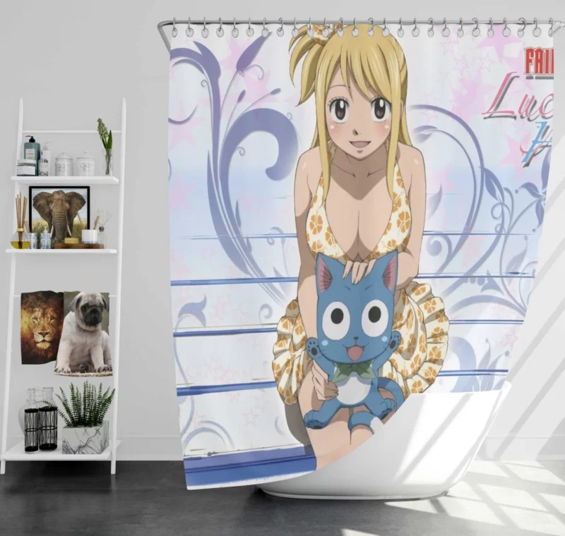 Lucy and Happy Joyful Companionship Anime Shower Curtain