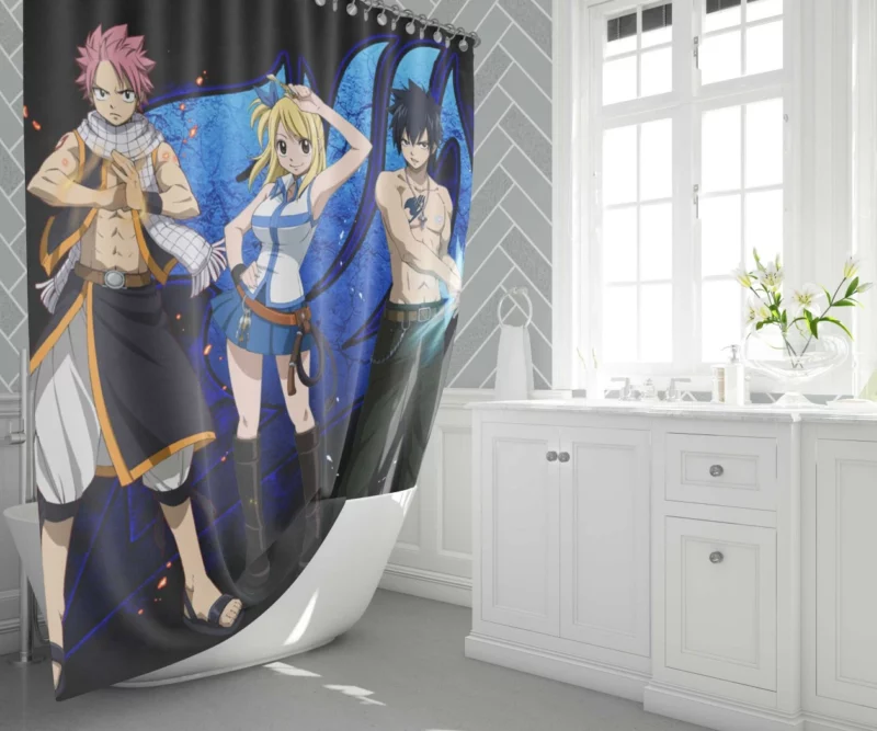 Lucy and Natsu Endless Adventures Anime Shower Curtain 1