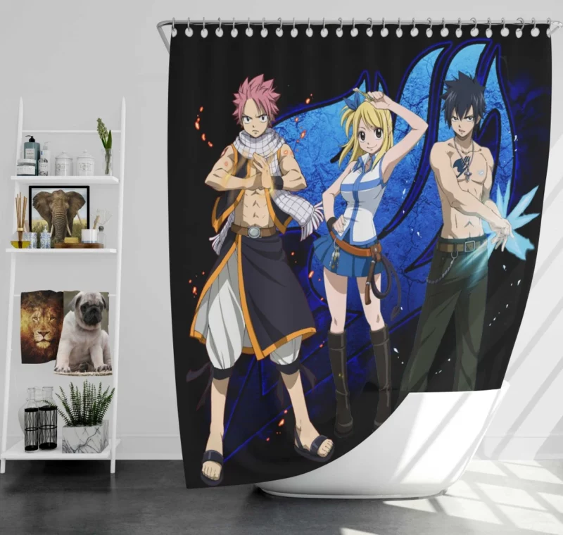 Lucy and Natsu Endless Adventures Anime Shower Curtain