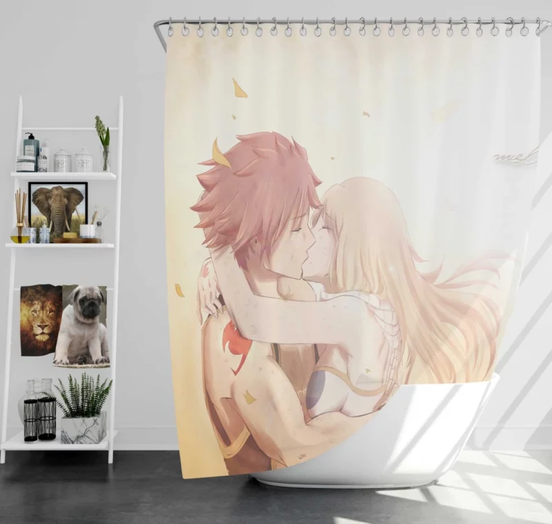 Lucy and Natsu Friendship Anime Shower Curtain