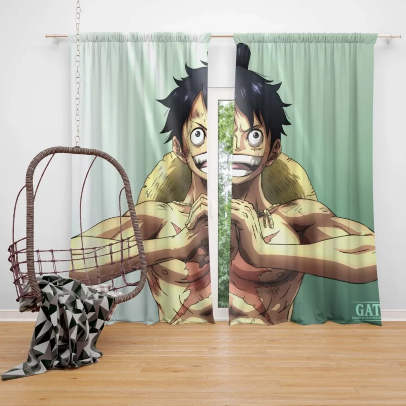 Luffy Determined Quest Anime Curtain