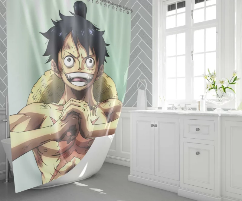 Luffy Determined Quest Anime Shower Curtain 1