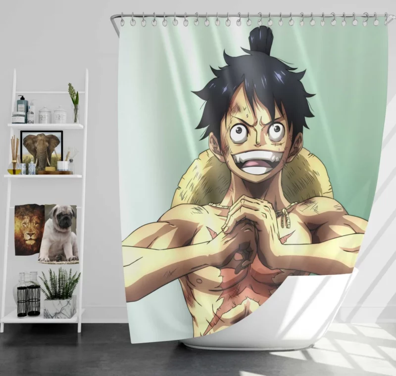 Luffy Determined Quest Anime Shower Curtain