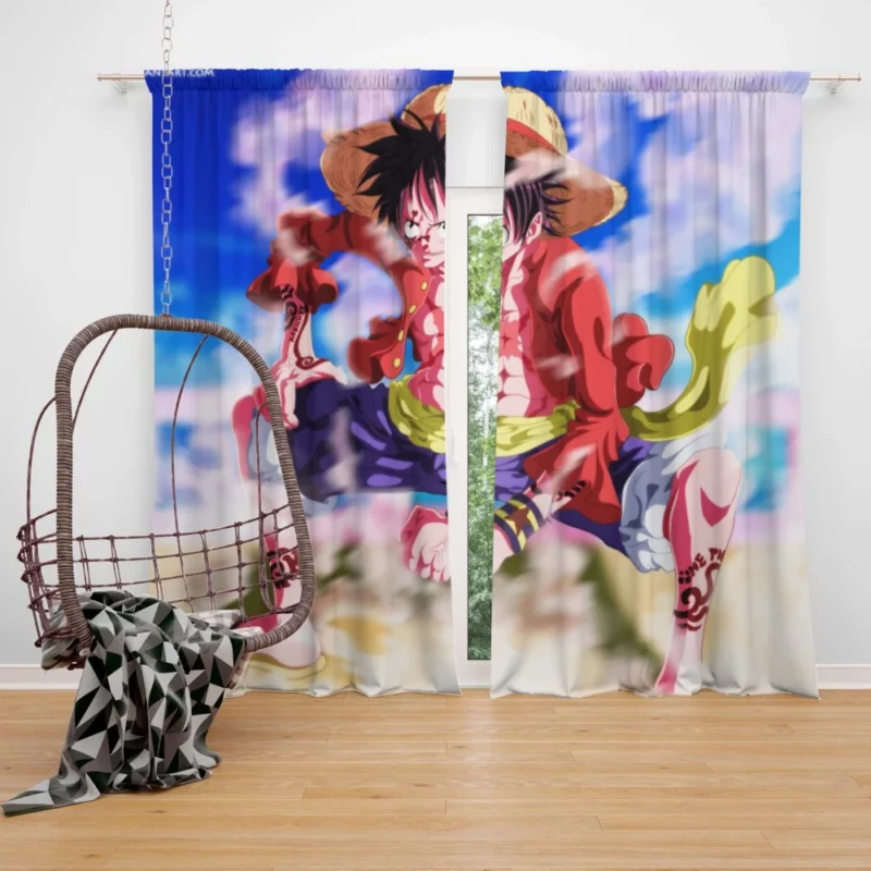 Luffy Grand Pirate Journey Anime Curtain