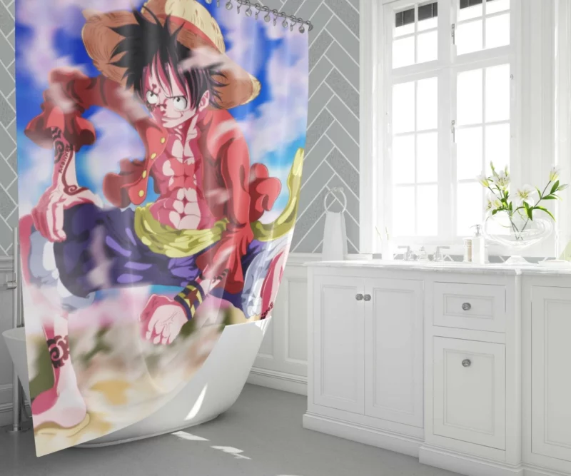 Luffy Grand Pirate Journey Anime Shower Curtain 1