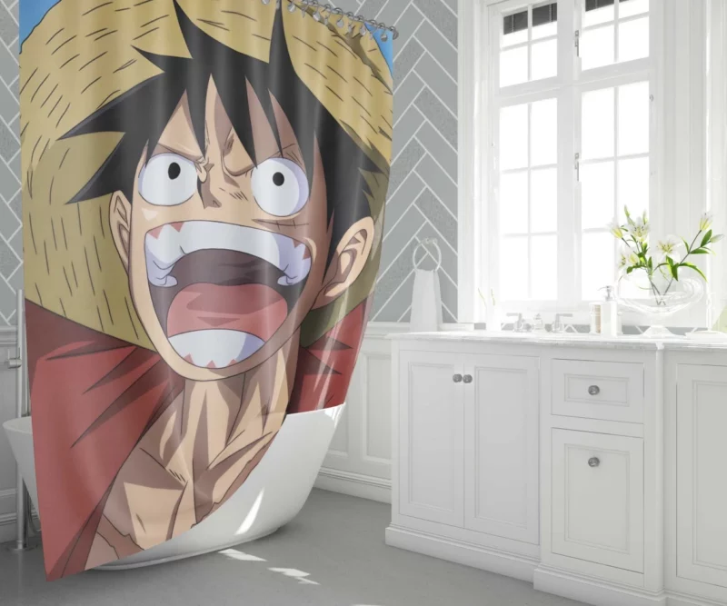 Luffy Heroic Exploits Anime Shower Curtain 1