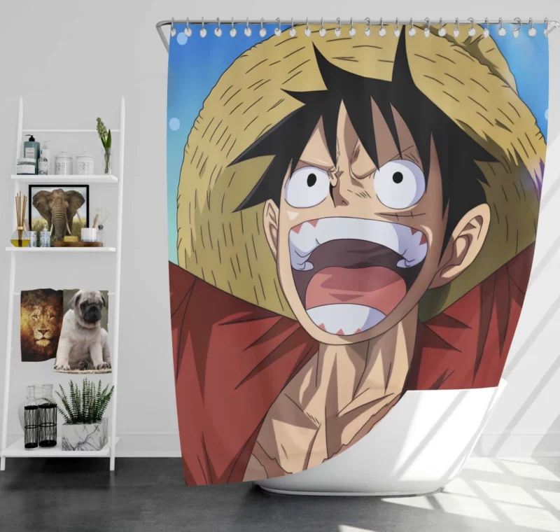 Luffy Heroic Exploits Anime Shower Curtain