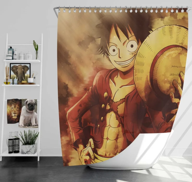 Luffy Heroic Odyssey Anime Shower Curtain
