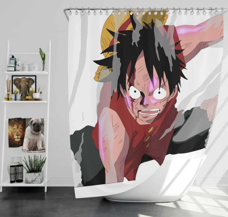 Luffy Path to Greatness Anime Shower Curtain