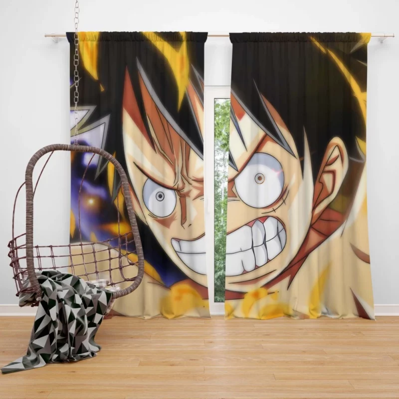 Luffy Persevering Spirit Anime Curtain