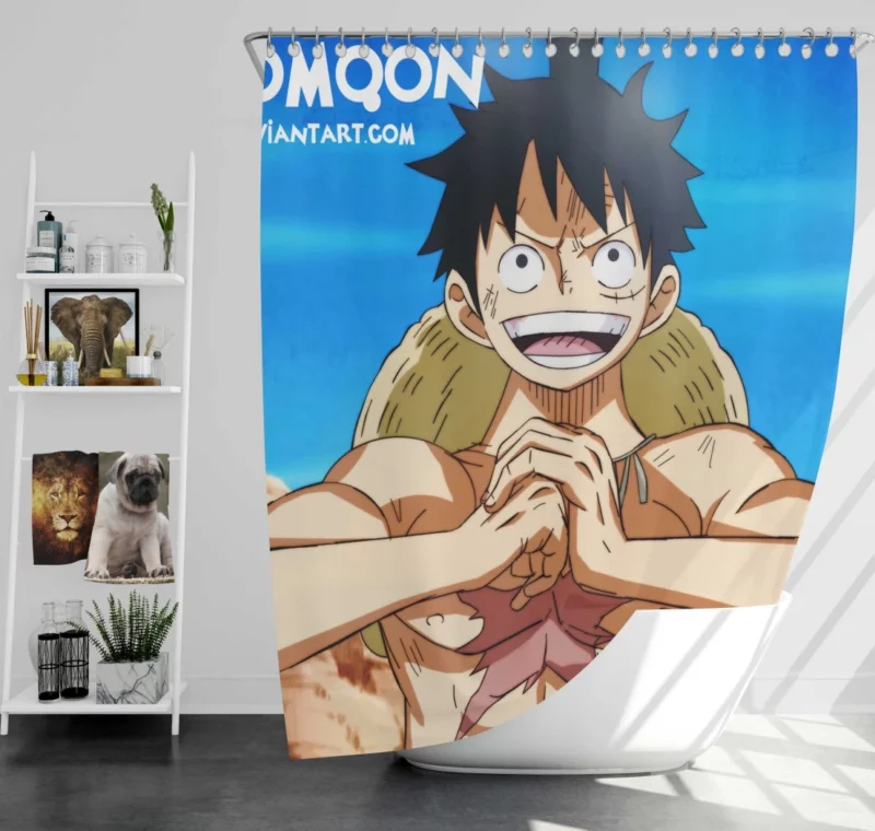 Luffy Unbreakable Will Anime Shower Curtain