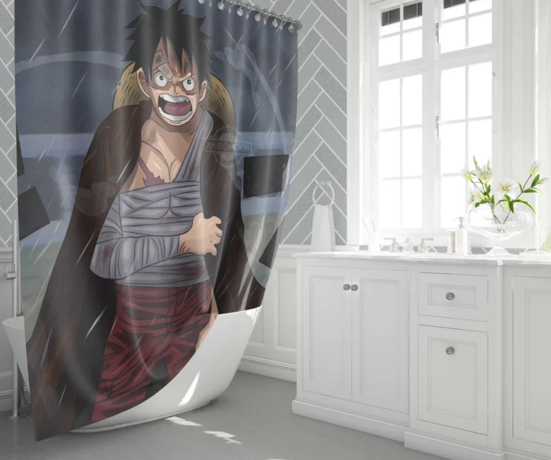 Luffy Undying Will Anime Shower Curtain 1