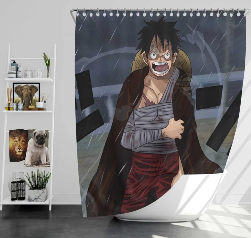 Luffy Undying Will Anime Shower Curtain