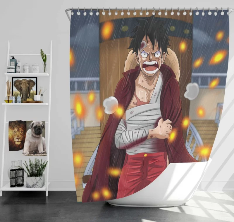 Luffy Unfaltering Spirit Anime Shower Curtain