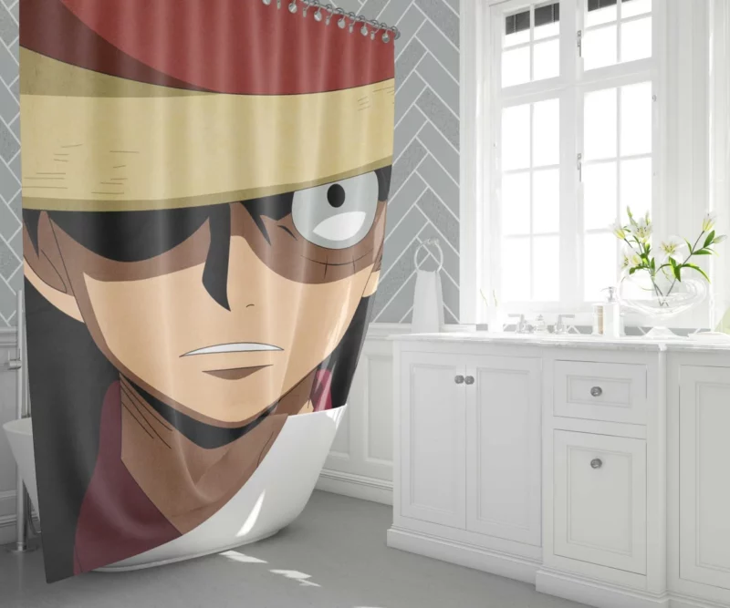 Luffy Unstoppable Journey Anime Shower Curtain 1