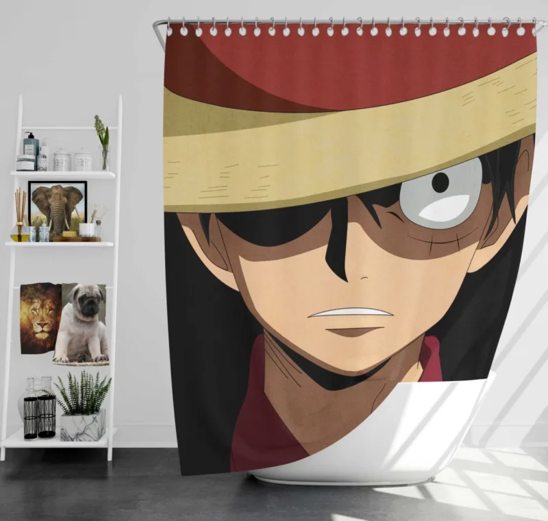 Luffy Unstoppable Journey Anime Shower Curtain