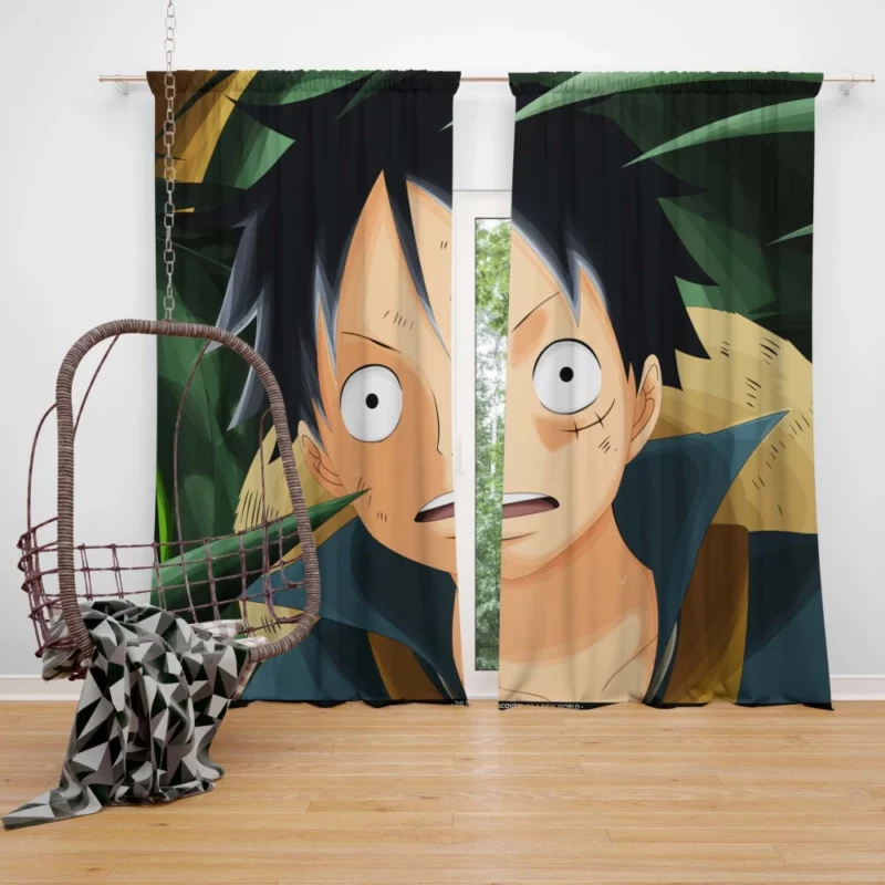Luffy Unwavering Resolve Anime Curtain