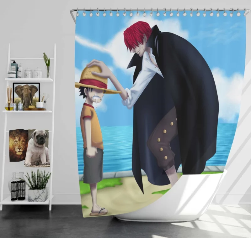 Luffy and Shanks Pirate Bond Anime Shower Curtain