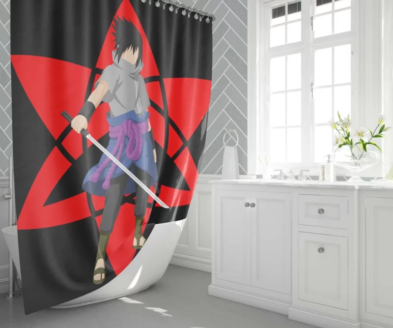 Mangeky? Sharingan Unleashed Sasuke Anime Shower Curtain 1