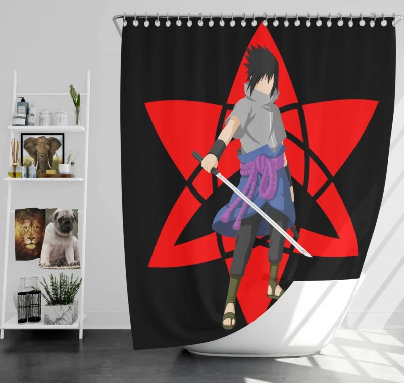 Mangeky? Sharingan Unleashed Sasuke Anime Shower Curtain